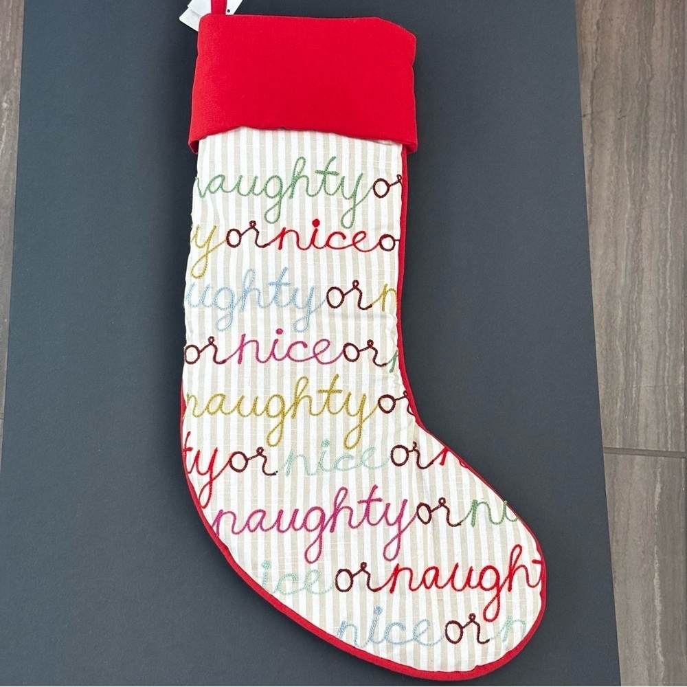 NEW Anthropologie Marlise Christmas Naughty or Nice Stocking NWT - Picture 7 of 10